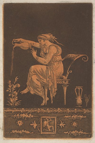Ung draperad kvinna, sittande, vattnar en växt Ung draperad kvinna, sittande, vattnar ..., ca. 1784. av Jean Jacques Lagrenee