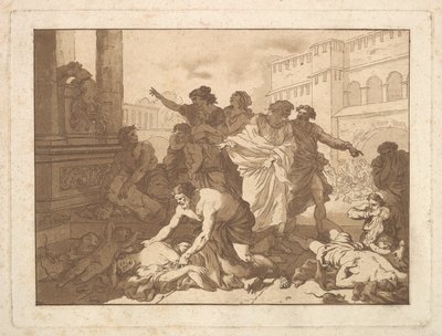 La Peste chez les Philistines Plague Among the Philistines, i ett album innehållande R..., 1782-1821. av Jean Jacques Lagrenee