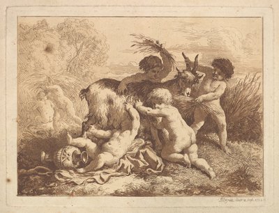 Les petits moissonneurs et la chevre The Young Harvesters and the Goat, i ett album forts..., 1782. av Jean Jacques Lagrenee