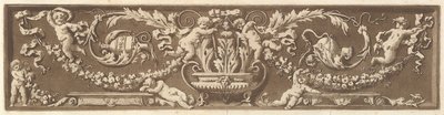 Prydnadsfris med putti, akantusblad och girlander av frukt, från Recueil de Diff..., 1784. av Jean Jacques Lagrenee