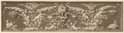 Prydnadsfris med putti och sammanflätade ormar, från Recueil de Différentes Compositi..., 1784. av Jean Jacques Lagrenee