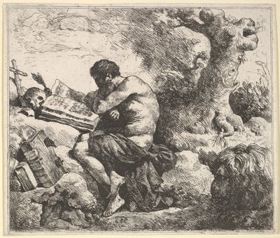 S:t Hieronymus i ett landskap, 1762-63. av Jean Jacques Lagrenee