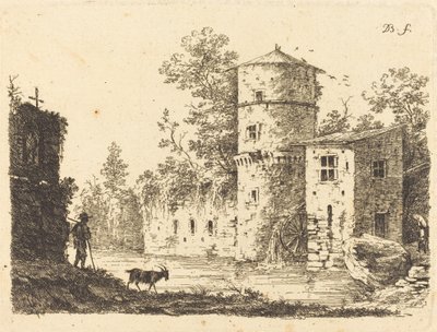 Forntida torn med en vattenkvarn av Jean Jacques de Boissieu
