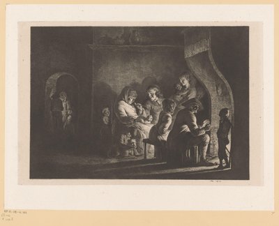 Bondfamilj runt en eld av Jean Jacques de Boissieu