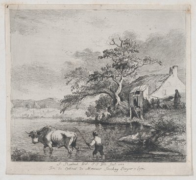 Herdsman and Bull, efter Ruisdael, 1772. av Jean Jacques de Boissieu