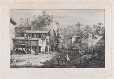 Landskap med hovslagare, utsikt över Terrebasse, Frankrike, 1808. av Jean Jacques de Boissieu