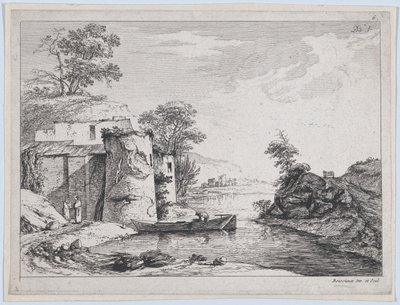 Gamla torn på en flodstrand, 1763. av Jean Jacques de Boissieu
