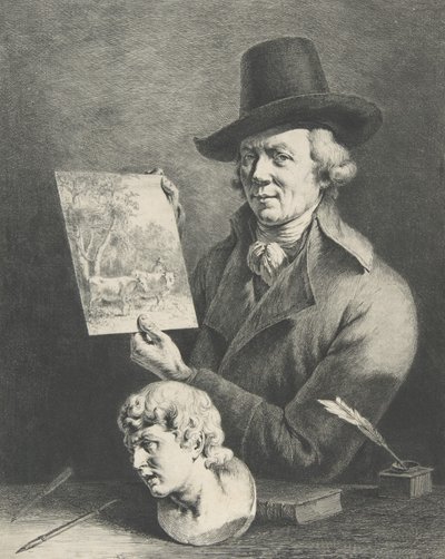 Självporträtt med kor, 1796. av Jean Jacques de Boissieu