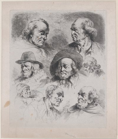 Studie av åtta huvuden, 1795. av Jean Jacques de Boissieu