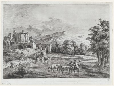 Utsikt över Vestas tempel, 1774. av Jean Jacques de Boissieu