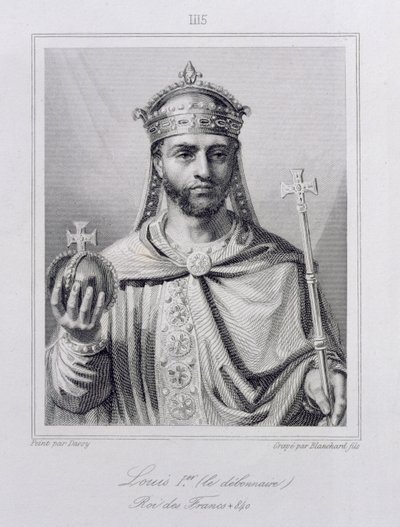 Ludvig I den "fromme" (778-840) tysk-romersk kejsare, graverad av Blanchard av Jean Joseph Dassy