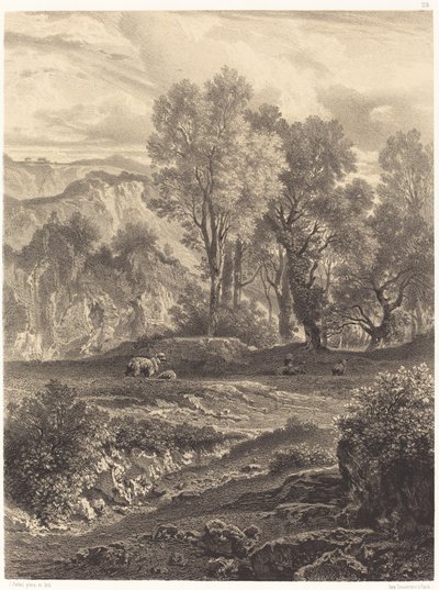 Landskap med får av Jean Joseph François Bellel