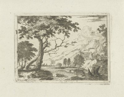 Berglandskap med en flod av Jean Joseph Hanson