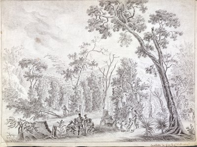 Skörda kryddnejlika i La Reunion, tidigt 1800-tal av Jean Joseph Patu de Rosemont