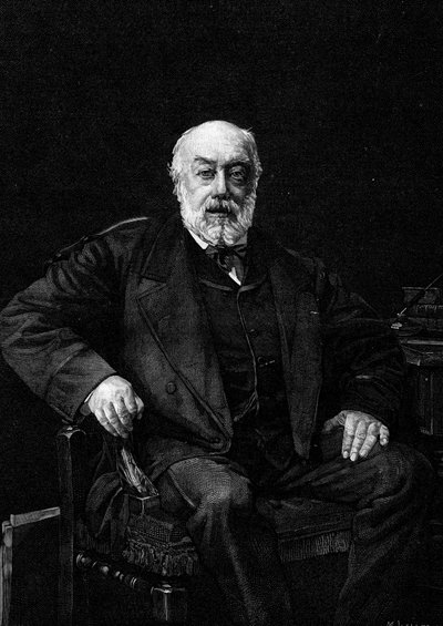 Porträtt av Gustave Nadaud (1820-1893), fransk sångare. Gravyr efter målningen av Jean Joseph Weerts (1849-1927). I ""The Illustrous World"" nr 1252 av 26 mars 1881. av Jean Joseph Weerts