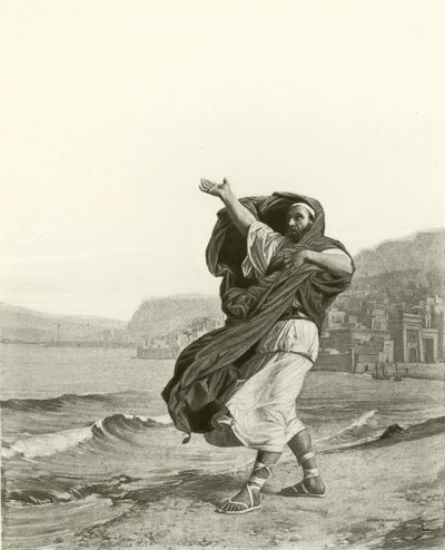 Demosthenes övar på att tala (gravyr) av Jean Jules Antoine Lecomte du Nouy