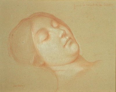 Studie för Jungfruns död (röd krita förhöjd med vitt på papper) av Jean Jules Antoine Lecomte du Nouy