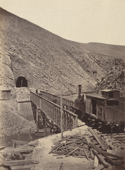 Bro och tunnel över Jalon, Madrid till Zaragoza,ca. 1860-1865 (foto) av Jean Laurent