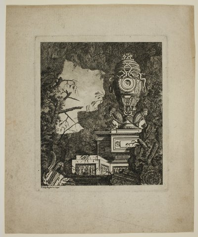 Antik ruinerad staty av Jean Laurent Legeay