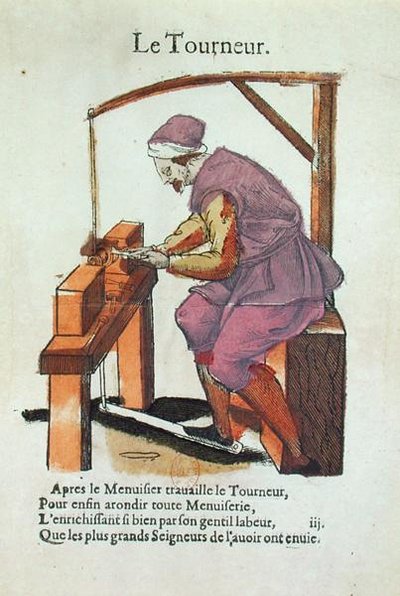 The Wood Turner (färggravyr) av Jean Leclerc