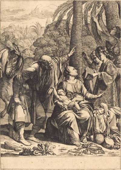 Vila på flykten till Egypten av Jean Leclerc after Carlo Saraceni