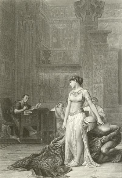 Cleopatra och Caesar (gravyr) av Jean Leon (after) Gerome