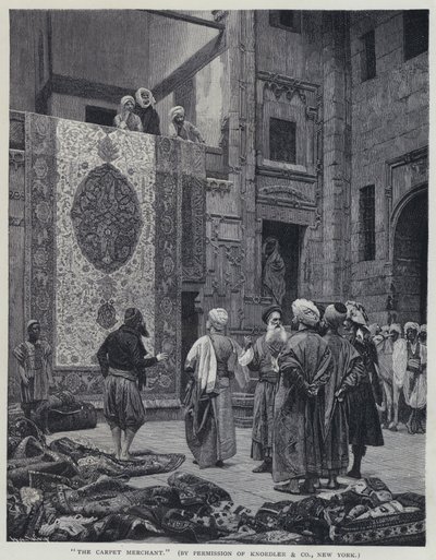 The Carpet Merchant (litho) av Jean Leon (after) Gerome
