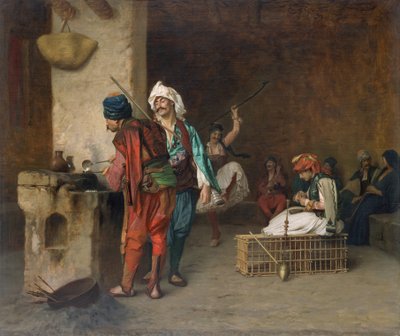 Cafe House, Cairo Casting Bullets, 1884 eller tidigare. av Jean Leon Gerome