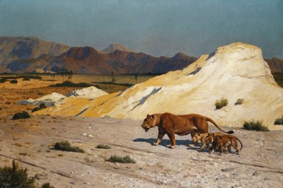 Lejoninna och ungar; Lejoninna och Lejoninna, av Jean Leon Gerome