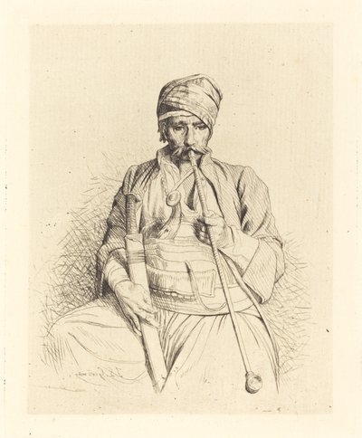 Sittande Arab med Pipa av Jean Leon Gerome