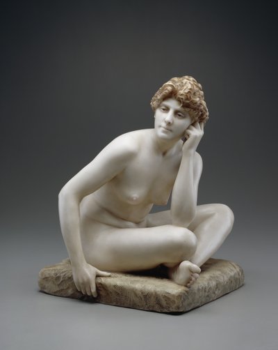 Sittande kvinna, ca 1890/95 (marmor med originalvax och polykrom) av Jean Leon Gerome