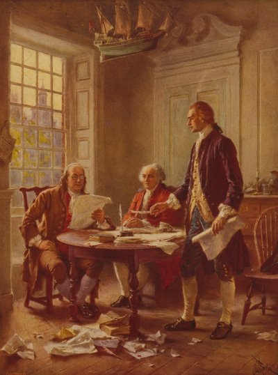 Skriver självständighetsförklaringen, c.1930 av Jean Leon Gerome Ferris