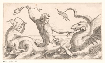 Triton slåss mot ett sjömonster av Jean Lepautre (attributed to)