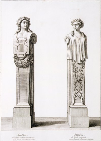 Byster av Apollo och Daphne av Louis Lerambert i Versailles, 1674 av Jean Lepautre