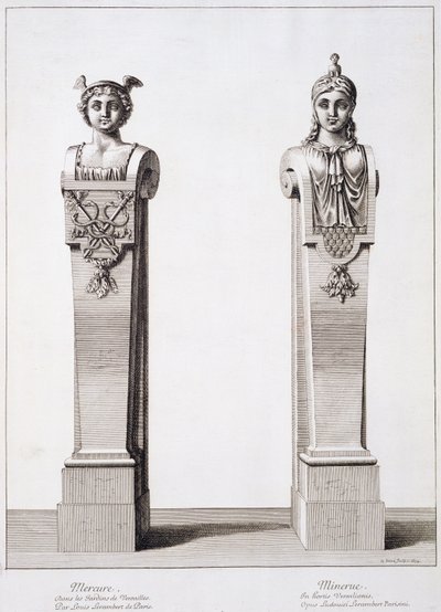 Byster av Merkurius och Minerva av Louis Lerambert i Versailles, 1674 av Jean Lepautre