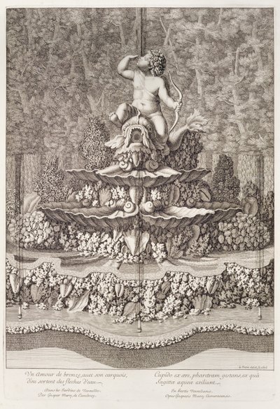 Fontän med amor av Gaspar Marcy i Versailles, 1676 av Jean Lepautre