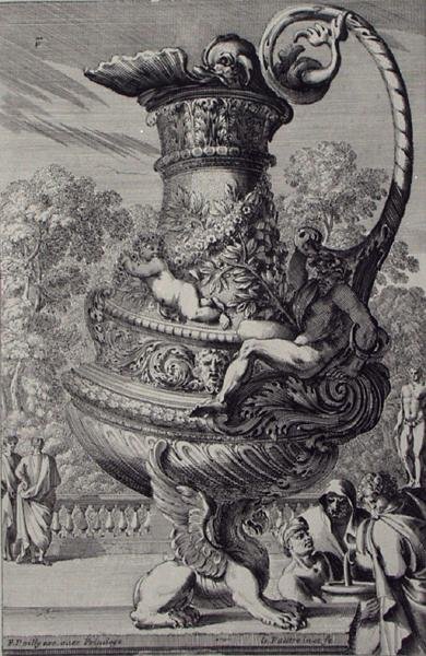 Trädgårdsskulptur, publicerad ca 1670 (gravyr) (se även 172934) av Jean Lepautre