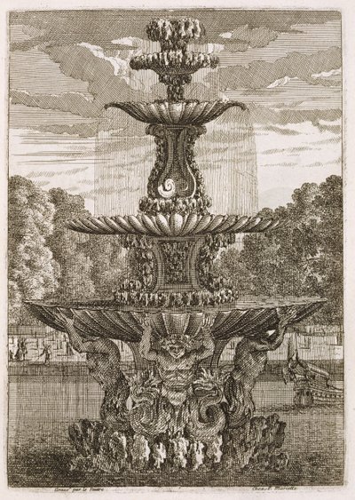 Tallrik från fontäner och vattenstrålar i italiensk stil, 1661 av Jean Lepautre
