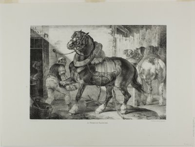 En fransk hovslagare, plansch 12 från olika ämnen tecknade ur livet och på sten (Den engelska sviten) av Jean Louis André Théodore Géricault