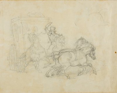 En diligens dragen av fem hästar av Jean Louis André Théodore Géricault