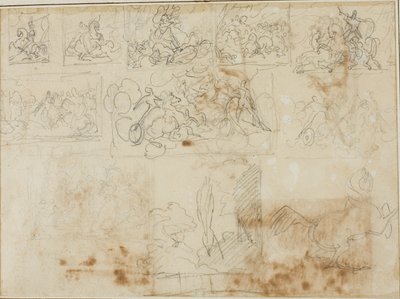Elva kompositionsskisser av Jean Louis André Théodore Géricault