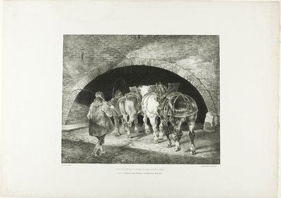 Ingång till Adelphi Wharf, plansch 11 från Olika motiv tecknade efter livet på sten av Jean Louis André Théodore Géricault