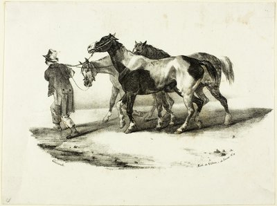 Hästar leds till Skinner av Jean Louis André Théodore Géricault