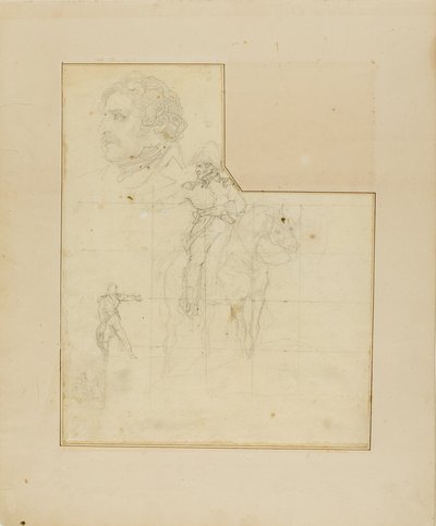 Mounted Officer och andra skisser av Jean Louis André Théodore Géricault
