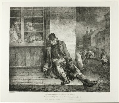 Medlidande med en fattig gammal mans sorger! ... plansch 2 från olika ämnen ritade från livet på sten av Jean Louis André Théodore Géricault