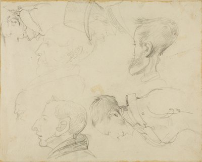 Sju karikatyrer av huvuden av Jean Louis André Théodore Géricault