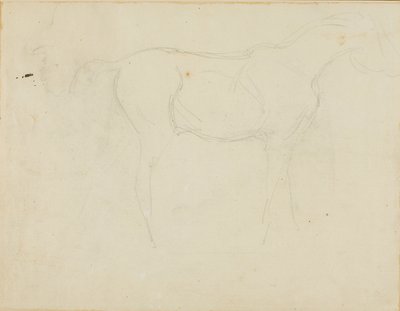 Skiss av en häst vänd åt höger och en karikatyr i profil av Jean Louis André Théodore Géricault