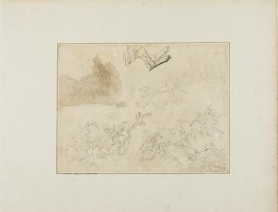 Skisser till ett kavallerislag; en hunds bakben av Jean Louis André Théodore Géricault