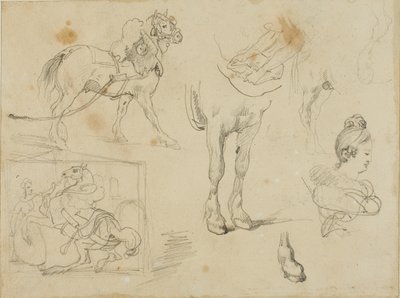 Studier av en draghäst, en smed och en ung kvinna av Jean Louis André Théodore Géricault