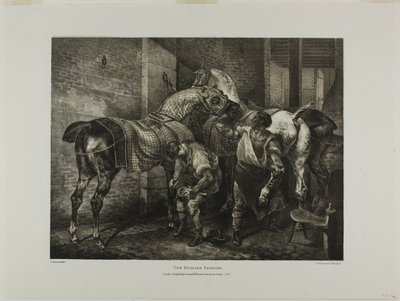 Den engelska hovslagaren, plansch 10 från olika ämnen tecknade från livet och på sten (The English Suite) av Jean Louis André Théodore Géricault